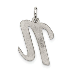 Sterling Silver Rhodium-Plated Initial N Charm Large Elegant Pendant