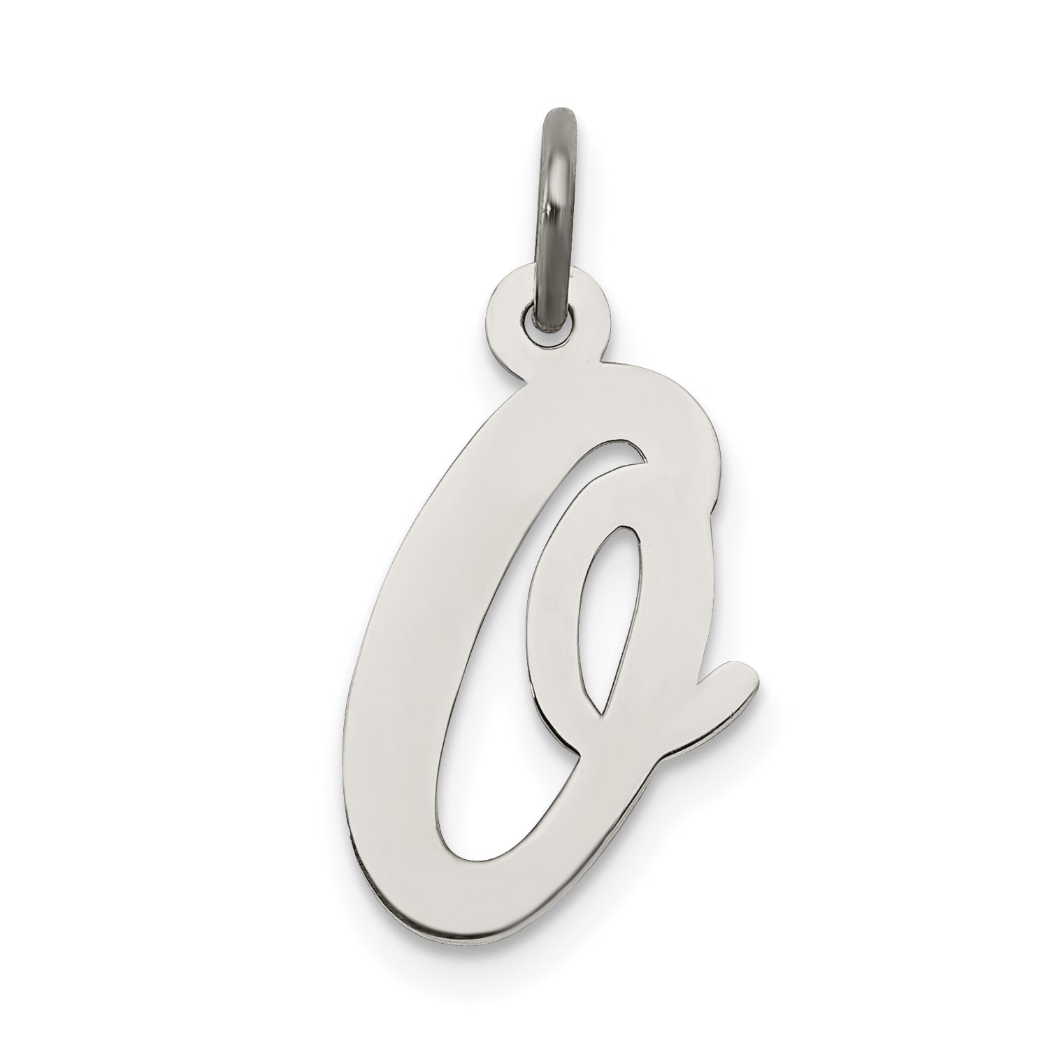 Sterling Silver Rhodium-plated Script Letter O Initial Charm