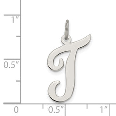 Sophia Jewelers Sterling Silver Rhodium-Plated Initial T Large Pendant
