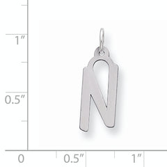 Sterling Silver 925 N Charm Large Slanted Initial by Sophia Jewelers
