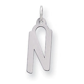Sterling Silver Large Slanted Block Initial N Charm