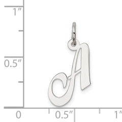Sterling Silver 925 Script Initial A Charm Elegant Rhodium Finish