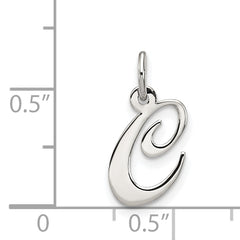 Sterling Silver 925 Script Initial C Charm Rhodium-Plated Elegant Design