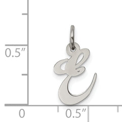 Sterling Silver Rhodium Plated Initial E Charm Elegant Small Pendant