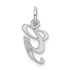 Sterling Silver Rhodium-Plated Initial G Charm Elegant Script Design