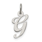 Sterling Silver Rhodium-plated Fancy Script Letter G Initial Charm