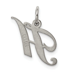 Sterling Silver 925 Rhodium-Plated Script H Pendant Elegant Charm