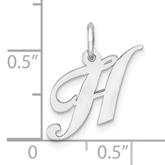 Sterling Silver 925 Rhodium-Plated Script H Pendant Elegant Charm