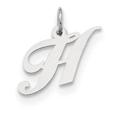 Sterling Silver Rhodium-plated Fancy Script Letter H Initial Charm
