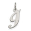 Sterling Silver Rhodium-plated Fancy Script Letter I Initial Charm