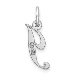 Sterling Silver Rhodium-Plated Script J Charm Pendant Elegant and Timeless