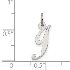 Sterling Silver Rhodium-Plated Script J Charm Pendant Elegant and Timeless