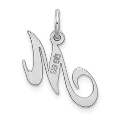 Sophia Jewelers Sterling Silver Initial M Charm Rhodium-Plated Elegant Design