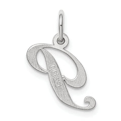 Sterling Silver Rhodium-Plated Initial P Charm Elegant Themed Jewelry
