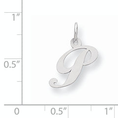Sterling Silver Rhodium-Plated Initial P Charm Elegant Themed Jewelry