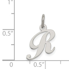 Sterling Silver R Initial Charm with Elegant Rhodium Finish