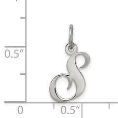 Sterling Silver Initial S Charm with Rhodium Elegance