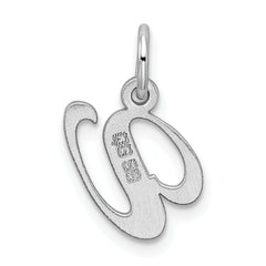 Sterling Silver 925 Script V Initial Charm with Rhodium Plating