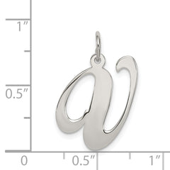 Sterling Silver 925 Script V Initial Charm with Rhodium Plating