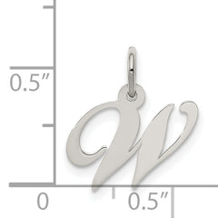 Sterling Silver Rhodium-Plated Initial W Charm Elegant Small Pendant