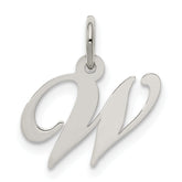 Sterling Silver Rhodium-plated Fancy Script Letter W Initial Charm