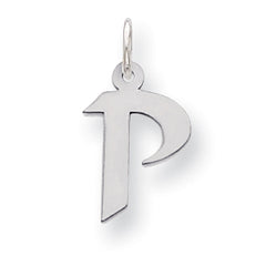 Sterling Silver Small Artisan Block Initial P Charm
