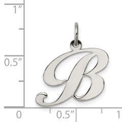 Sterling Silver 925 Initial B Charm with Rhodium Plating Elegant Style