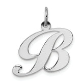 Sterling Silver Rhodium-plated Fancy Script Letter B Initial Charm