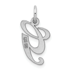 Sterling Silver Rhodium Script Initial G Charm Elegant Medium Pendant