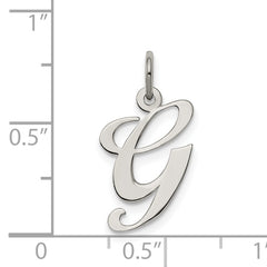 Sterling Silver Rhodium Script Initial G Charm Elegant Medium Pendant