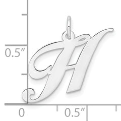 Sophia Jewelers Sterling Silver Script Initial H Rhodium-Plated Charm