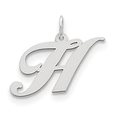 Sterling Silver Rhodium-plated Fancy Script Letter H Initial Charm