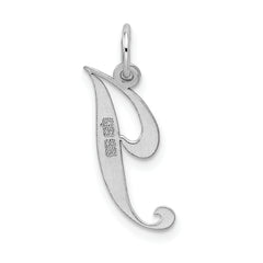Sterling Silver 925 Script Letter J Charm with Rhodium Elegance