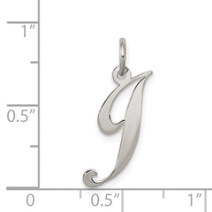 Sterling Silver 925 Script Letter J Charm with Rhodium Elegance