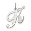 Sterling Silver Rhodium-plated Fancy Script Letter K Initial Charm