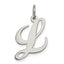 Sterling Silver Rhodium-plated Fancy Script Letter L Initial Charm