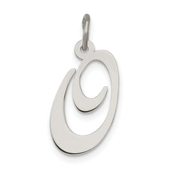 Sterling Silver Rhodium-plated Fancy Script Letter O Initial Charm