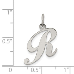 Sterling Silver 925 Initial R Charm, Rhodium-Plated Elegant Pendant