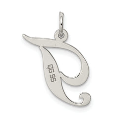 Sterling Silver Rhodium-Plated Script Letter T Charm Elegant Jewelry
