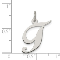Sterling Silver Rhodium-Plated Script Letter T Charm Elegant Jewelry