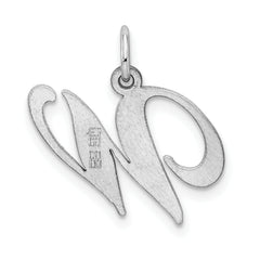 Sterling Silver 925 W Initial Charm with Rhodium Elegant Finish