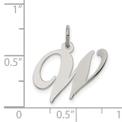 Sterling Silver 925 W Initial Charm with Rhodium Elegant Finish