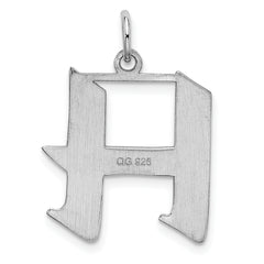 Sterling Silver 925 H Initial Charm with Rhodium Plating