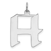 Sterling Silver Rhodium-plated Artisan Block Letter H Initial Charm