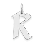 Sterling Silver Rhodium-plated Artisan Block Letter K Initial Charm