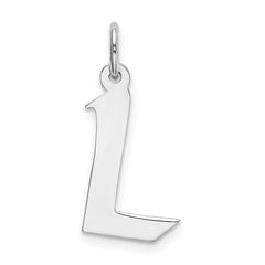 Sterling Silver Rhodium-plated Artisan Block Letter L Initial Charm