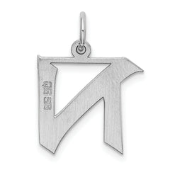 Sterling Silver 925 Block Letter N Pendant with Rhodium Plating