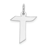 Sterling Silver Rhodium-plated Artisan Block Letter R Initial Charm