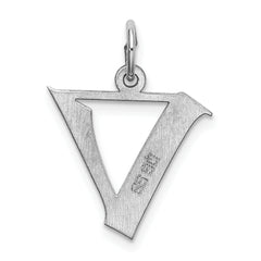 Sterling Silver 925 Rhodium-Plated V Initial Charm Elegant and Gift Ready