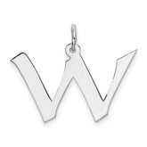 Sterling Silver Rhodium-plated Artisan Block Letter W Initial Charm